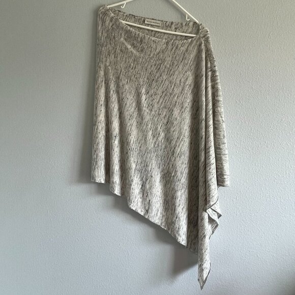 White + Warren Two‎ Way Angled Topper Poncho Gray Heather Linen Blend One Size - Picture 2 of 9